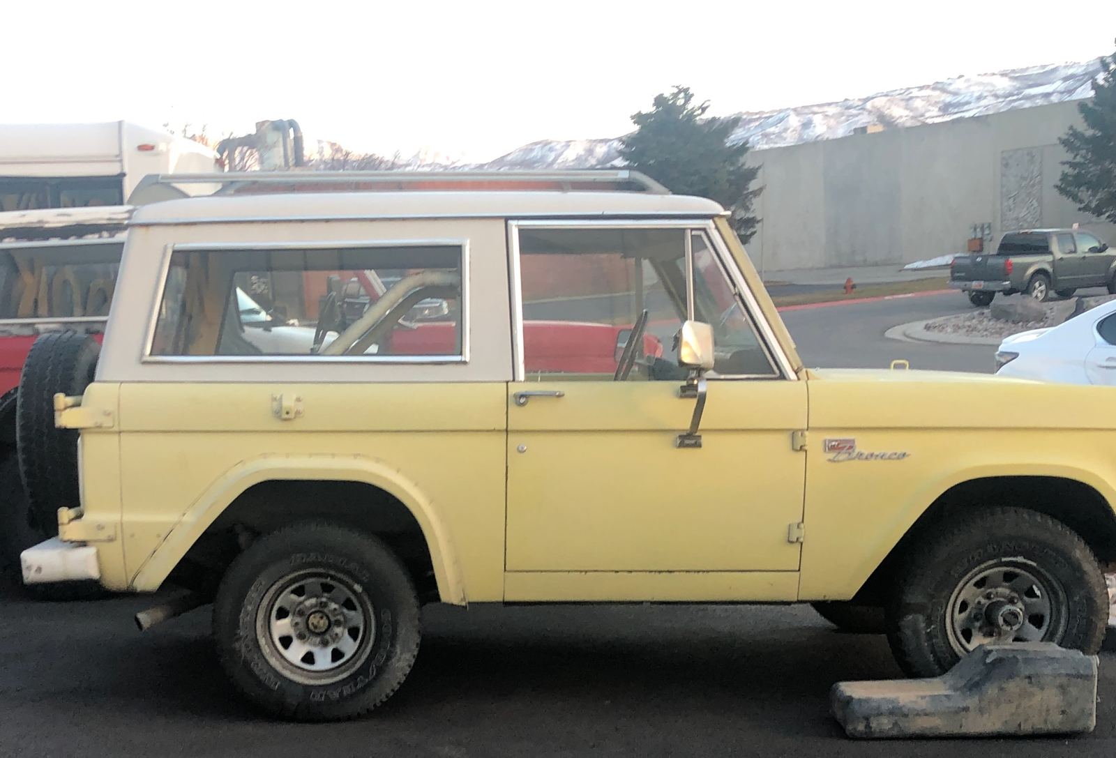 The Bronco before restoration with the white hard top fitted